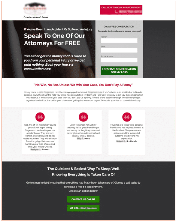 Attornery Landing Page Example | Big Mouth Marketing